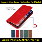 Magnetic Book Cover Case for iPhone X/XS/XR/XS Max Flip Leather Card Wallet Slim Fit Look